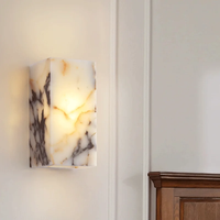 Luxe noir cuboïde pierre naturelle applique haut de gamme chambre chevet LED applique salon salle de bain étanche luminaire