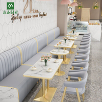 Ensemble de mobilier de restaurant commercial au design moderne, sièges en cuir PU, tables et chaises pour café et restaurant de restauration rapide