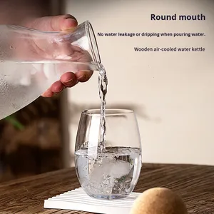 Ensemble <span class=keywords><strong>de</strong></span> verres à <span class=keywords><strong>eau</strong></span> <span class=keywords><strong>de</strong></span> luxe léger en verre, grande capacité, avec bouilloire et couvercle à bouchon en liège, design moderne et simple, pour l'été et l'<span class=keywords><strong>eau</strong></span> fraîche, motif <span class=keywords><strong>Pomme</strong></span> Verte Super. - Product Image 3