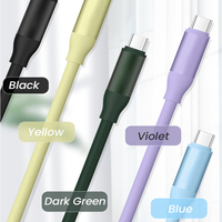 Kabel Pengisi Daya USB C 3A 60W Silikon Cair Tipe-C ke Tipe-C Pengisian Cepat Kabel Data Silikon Cair Tahan Air