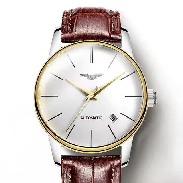 GUANQIN GJ16032-Y Automatic Mechanical Mens Style Branded Wristwatch Leather Strap Waterproof Watch for Men Montre De Luxe