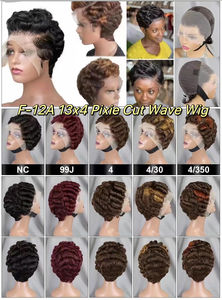 Peluca de Cabello Humano Remy Virgen Sin Procesar de Camboya, Corte Pixie Corto, Encaje Frontal 13x4, Ondulado y Rizado, al por Mayor y a Bajo Precio - Product Image 2