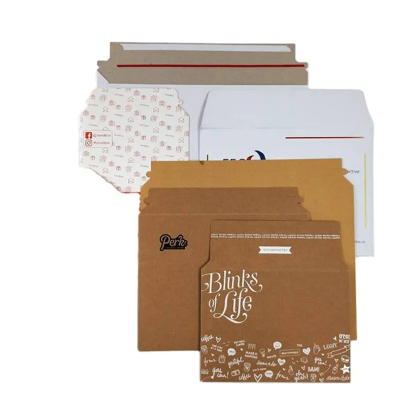 カスタム印刷クラフト紙メーラーリジッドクラフト郵送郵便速達包装拡張可能な段ボール封筒