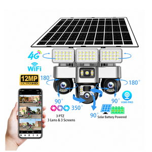Cámara PTZ Solar de 12MP con Tres Pantallas, Tres Lentes, WiFi 4G, Intercomunicador de Voz Bidireccional, Almacenamiento en la Nube, Aplicación V380Pro - Product Image 1