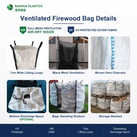Sac de conteneur en vrac 1000 kg pour bois de chauffage, en filet ventilé, Jumbo FIBC, direct usine, traité anti-UV, réutilisable, robuste, Saco De Lena