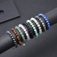 Gelang mata harimau batu Lava 8mm, Gelang batu Lava pereda stres, Perhiasan Pria Hadiah untuk ayah pacar
