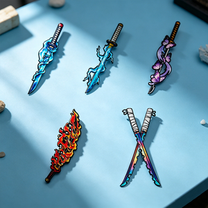 5 nouveaux badges en métal de haute qualité, design Demon Blade, pour la décoration de sacs <span class=keywords><strong>à</strong></span> <span class=keywords><strong>dos</strong></span> - Product Image 1