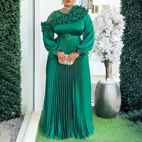 Robe de soirée plissée élégante en mousseline de soie, style européen et américain, à manches longues, taille empire, écologique, grande taille pour femme