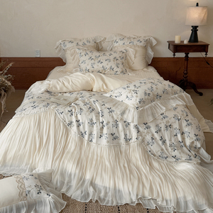 Juego <span class=keywords><strong>de</strong></span> Sábanas <span class=keywords><strong>de</strong></span> Cuatro Piezas <span class=keywords><strong>de</strong></span> Algodón <span class=keywords><strong>de</strong></span> Fibra Larga Estilo Princesa Francesa, Fundas <span class=keywords><strong>de</strong></span> Almohada, Juego <span class=keywords><strong>de</strong></span> Fundas <span class=keywords><strong>de</strong></span> Edredón - Product Image 2