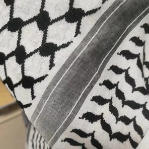 Manufacturer Arab Palestine <strong>Black</strong> White Plaid Pattern Unisex <strong>Shawls</strong> for Men Brand Quality Woven Keffiyeh Scarves Hijab - Product Image 4