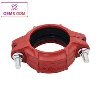 Raccord rigide rainuré en fonte ductile homologué FM UL 2"-12" 300 PSI, finition époxy rouge pour système d'incendie