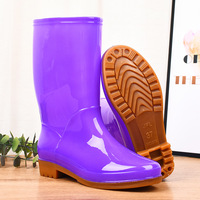 Bottes de pluie pour femmes KLH495, résistantes à l'usure, chaussures de pluie pour femmes, bottes de pluie en PVC et caoutchouc, tube moyen