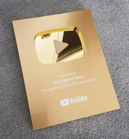 Premio Botón de 100K Reproducciones de YouTube, Placas de Premio de Aluminio Personalizadas, Premios de Creadores de YouTube 2026 en Oro