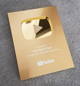 Récompense du bouton Play <span class=keywords><strong>YouTube</strong></span> 100K, Plaques de récompense personnalisées en aluminium, Récompenses <span class=keywords><strong>YouTube</strong></span> Creator Or 2026 - Product Image 1