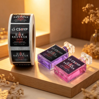 Étiquette autocollante de parfum en papier synthétique noir de luxe, imprimée sur mesure, imperméable, pour flacon de cosmétique, étiquette en rouleau OEM