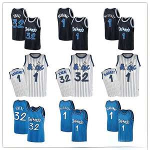 Camiseta <span class=keywords><strong>de</strong></span> Baloncesto Personalizada Bordada <span class=keywords><strong>de</strong></span> los <span class=keywords><strong>Orlando</strong></span> <span class=keywords><strong>Magic</strong></span> al por Mayor - # 1 McGrady # 32 O'Neal # 32 Hardaway Adulto - Product Image 1