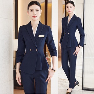 Professional Women's Suit Set Autumn Office Lady Three Quarter Sleeve Polyester Anti-Wrinkle Work Uniform - Product Image 2