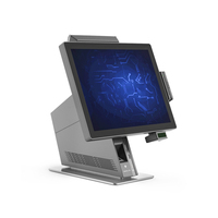 Caja Registradora POS de Metal Negra para Windows/Android con Lector de Huellas Dactilares Biométrico, Lector de Códigos QR LED de 8 Dígitos y Lector de Tarjetas para Comercios y Restaurantes