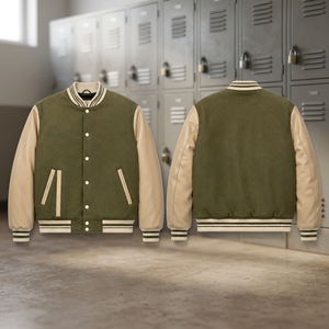 Blouson universitaire pour homme en laine avec manches contrastantes en cuir, personnalisable avec nom et numéro, vêtement de sport universitaire, fournisseur en gros - Product Image 3