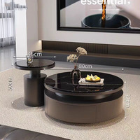 Table Basse de Salon en Pierre Microcristalline de Luxe Léger Italien, Ensemble Moderne, Durable, Écologique, en Bois, Facile à Nettoyer