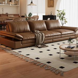 Modernes, Schlichtes Design Massivholzrahmen Verstellbares Lederbezogenes Rechteckiges Sofa-Set für Hotel, Villa und Wohnzimmer - Product Image 1