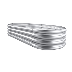 Kit de jardinières surélevées ovales en acier galvanisé, style américain, durable et écologique, pour légumes et fruits, de la marque Outdoor Guard Silver - Product Image 1