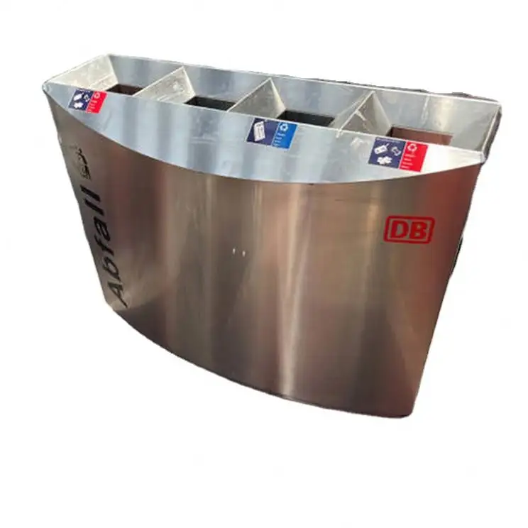 In stock indoor trash separation bin with 3 compartments bin waste bin and color coded dustbins for airport