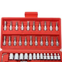 Jeu de clés à cliquet et douilles métriques 1/4 pouce, 46 pièces, avec rallonge, pour réparation automobile et usage domestique, jeu de douilles à embouts, outil combiné