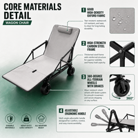 Chariot de transport robuste pliable en acier haute teneur en carbone, capacité de charge 150 kg, roues larges, idéal pour courses, jardin et camping