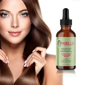 Commercio all'ingrosso 59ml mielle prodotto biologico per il trattamento dei capelli al rosmarino menta cuoio capelluto e capelli olio rinforzante per l'uso quotidiano