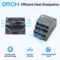Alimentation industrielle AC-DC sur rail DIN OMCH HDR-60-24, sortie unique 24V, entrée 100-240V, efficacité 88%, 2,5A, à découpage