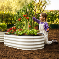 Jardinière ronde surélevée en métal durable de luxe moderne, auto-arrosante, avec support, revêtement PE, pour usage extérieur et hôtelier