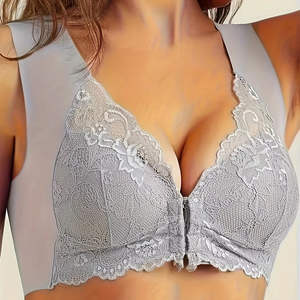 Soutien-gorge sans armatures et sans coutures pour femme, style sexy quotidien, fermeture frontale, effet push-up, nouveau type sans fil pour adultes, en stock - Product Image 1