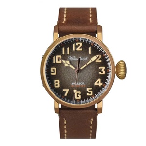 Hruodland 2025 New Bronze pilot Men's Mechanical Watch Sapphire Stainless Steel Waterproof Leather 30Bar Luminous Reloj Hombre - Product Image 1