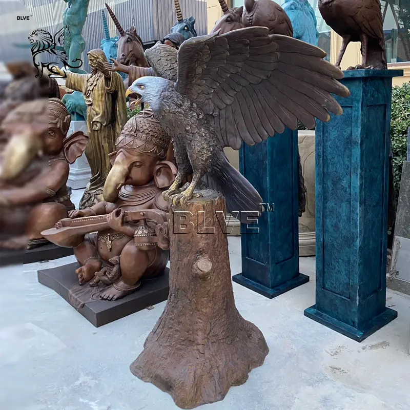 Blve Levensechte Tuin Home Decor Metalen Dier Grote Outdoor Adelaar Beelden Bronzen Levensgrote Sculptuur