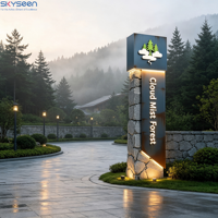 SKYSEEN Enseigne Lumineuse Personnalisée Thème Naturel en Poly avec Affichage en Pierre et Métal pour Parcs, Complexes Hôteliers et Sites Écologiques