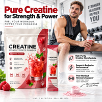 WELLBODY Poudre de créatine monohydrate saveur cocktail 5000mg, 0 sucre 0 alcool, soutien pour l'entraînement et la performance cognitive, 20 sachets 200g