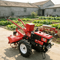 Tracteur agricole 2 roues motrices 8-32 CV diesel, avec herse, charrue et tondeuse en option pour la production agricole et le jardinage
