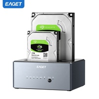 EAGET DE100 Dual Bay Hard Drive Docking Station USB 3.0 ke SATA Dengan Kloning Offline 2.5 3.5 Inch HDD SSD Duplikator untuk PC Laptop