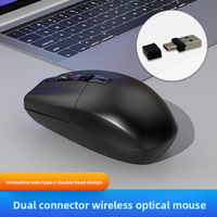Mouse nirkabel portabel daya baterai, Mouse komputer antarmuka ganda tipe-c & USB 3 DPI dapat disesuaikan untuk Laptop Mac Android