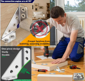 Support d'angle multifonctionnel en acier inoxydable Support fixe en <span class=keywords><strong>bois</strong></span> triangulaire pour accessoires de mur rideau - Product Image 5