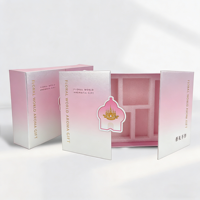 Boîte cadeau rose premium à double porte avec fermeture magnétique, matériaux recyclés, ensemble de soins de la peau épaissi, emballage de vacances, logo personnalisé