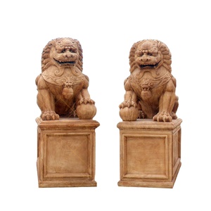 Gran jardín decorativo piedra antigua animales moldes mármol León estatua foo perro para la venta - Product Image 1
