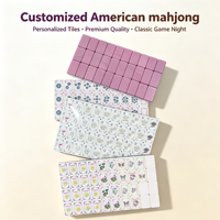 Mahjong personnalisé de style oriental américain, tuiles de mahjong en acrylique double couche rose et turquoise, motif de papillon et de fleurs, jeu de Mahjong pliable