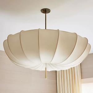 Nordic <b>Vintage</b> French-Style Cream-Color Living Room Chandelier Glass <b>Shade</b> LED Adjustable Height Warm White <b>Light</b>-Middle Size - Product Image 5