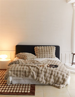 Plaid en fausse fourrure de lapin personnalisé, doux et moelleux, pour l'hiver, idéal pour canapé et lit double