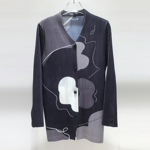 Plus Size Issey Miyake Pleated Bomber <strong>Jacket</strong> Loose England Style Spring Pattern Printed Long-sleeve Polyester <strong>Men's</strong> Casual <strong>Cool</strong> - Product Image 1