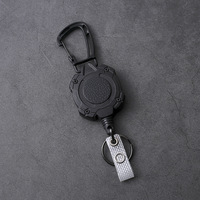 Porte-badge rétractable tactique en acier robuste avec mousqueton porte-clés et porte-carte d'identité rechargeable et écologique