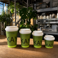 Gobelets jetables à paroi simple, écologiques, pour café et thé au lait, avec couvercle et emballage, en papier de qualité alimentaire, impression de logo personnalisée