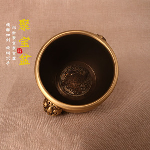 Bandeja de Cobre Puro con Diseño de Doble León, Adorno Creativo para el Hogar, Interiores y Oficina; Quemador de Incienso con Cabeza de León en Cobre - Product Image 3